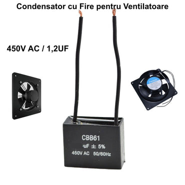 Condensator Pornire Motor cu Fire / 1,2uf 450V