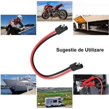 Conectori Mufa SAE 12AWG de Panou Solar/Baterii Auto, 30Cm