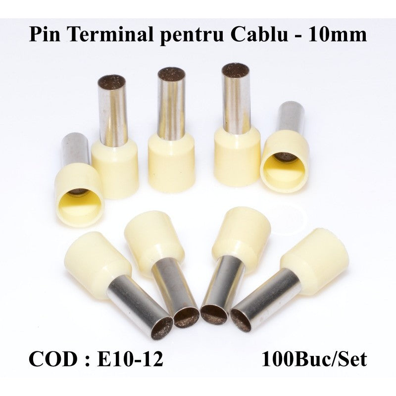 Pin Terminal de Cablu E10-12 Gri, 100Buc/Set