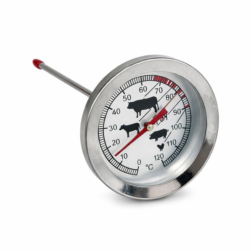 Termometru Metalic Analog cu Tija 0–120 grade Celsius pentru Gratar, Cuptor si Afumatoare - HoReCa