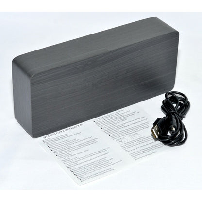 Ceas 1292 Mare, Lemn Negru-Led Rosu 21x9x4,8cm