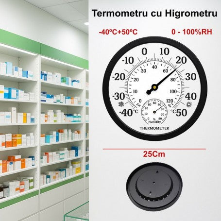 TERMOMETRU ROTUND -40+50°C CU HIGROMETRU 0-100RH - TH9250P