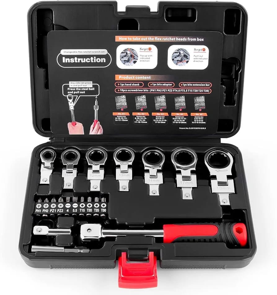 Set Profesional de Chei Clichet Flexibile cu Capete Interschimbabile