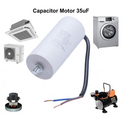 CONDENSATOR MOTOR CU SURUB SI FIRE - 35UF / 450V