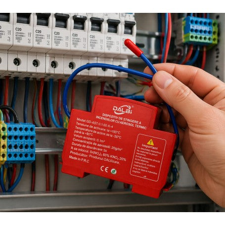 DISPOZITIV AUTOMAT DE STINGERE INCENDII PENTRU TABLOURI ELECTRICE, AEROSOL TERMIC 0,1 M³