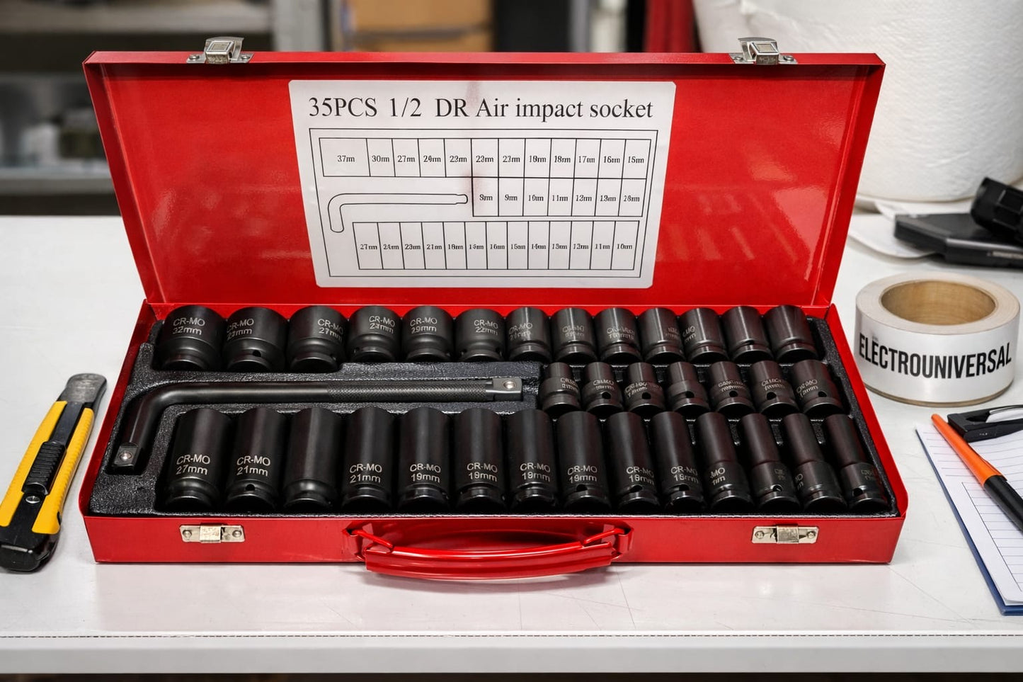 Set Profesional 35 Piese: Capete Tubulare de Impact 1/2"