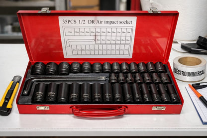 Set Profesional 35 Piese: Capete Tubulare de Impact 1/2"