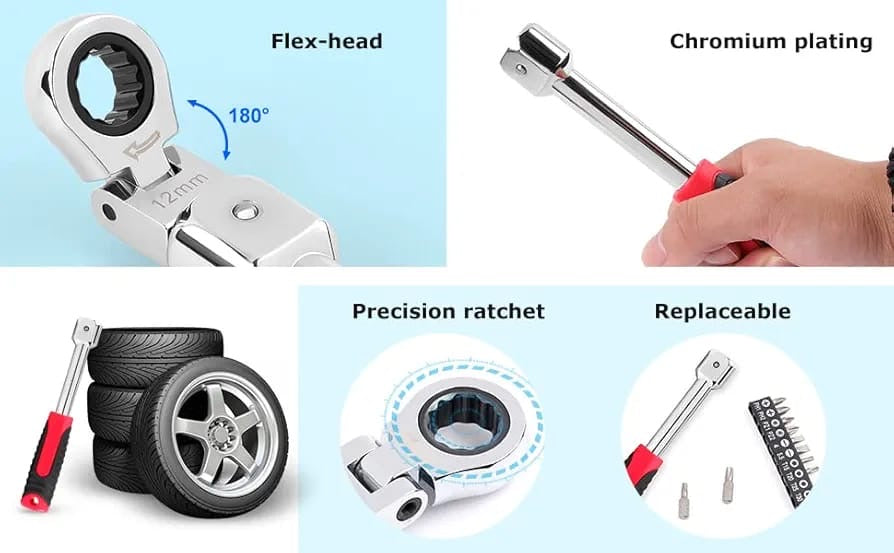 Set Profesional de Chei Clichet Flexibile cu Capete Interschimbabile