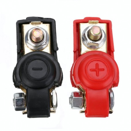 Borne de Baterie Auto, Rosu/Negru cu Cauciuc