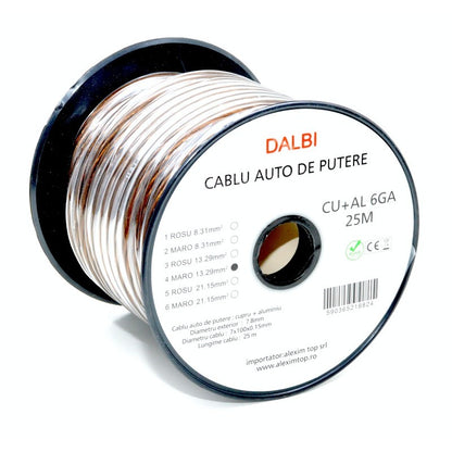 Cablu Auto Putere Maro CU+AL 6GA 7,8mm, 25m/Rola