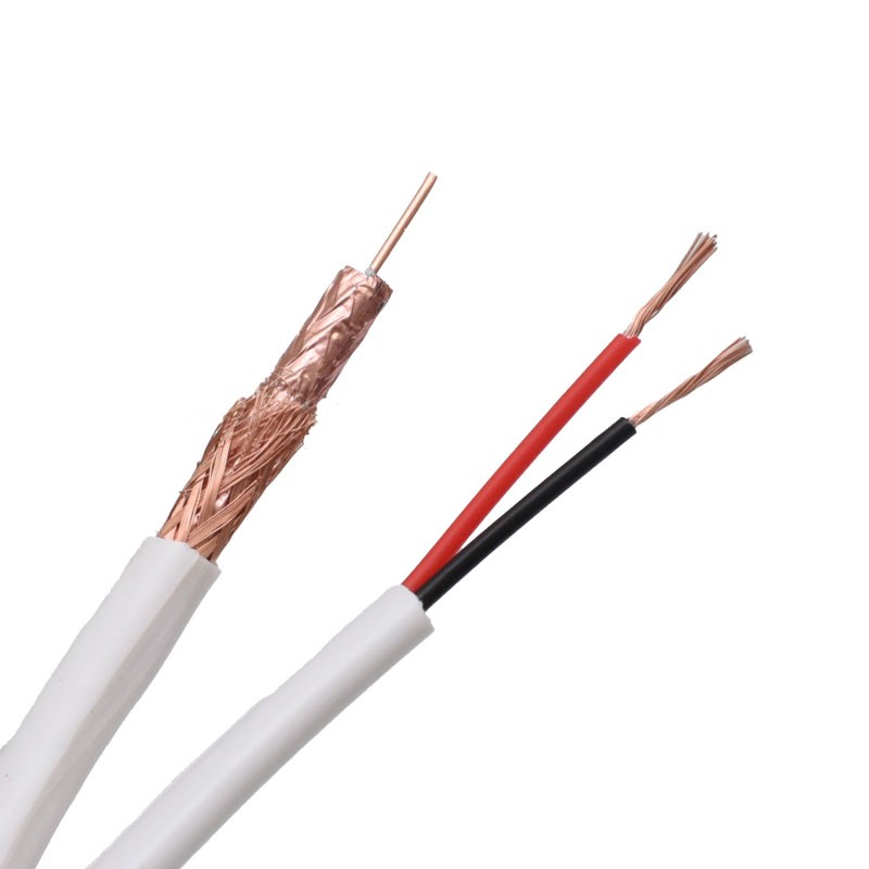 Cablu Coaxial Cupru RG6 cu Alimentare 2x0,75mm / Alb - 100m/Rol