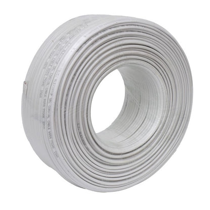 Cablu Coaxial Cupru RG6 cu Alimentare 2x0,75mm / Alb - 100m/Rol