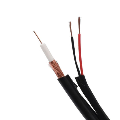 Cablu Coaxial RG6 cu Alimentare 2x0,75mm / Negru - 100m/Rol