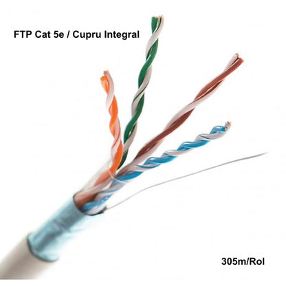 Cablu FTP Cat. 5e Cupru Integral 0.50mm/24AWG rola 305ml THB