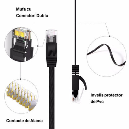 Cablu UTP Plat CAT6 Gigabit, 20m