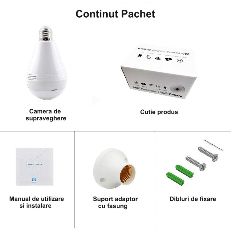 Camera de Supraveghere 360˚ Tip Bec cu IP Wireless, Full HD / V380