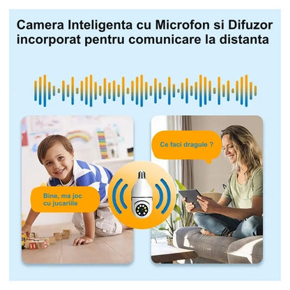 Camera de Supraveghere cu IP, PTZ 360˚si Wi-fi - E27 / V380 Pro