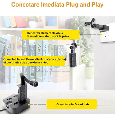 Camera de Supraveghere Mini HD Flexibila cu IP / APP - V380Pro