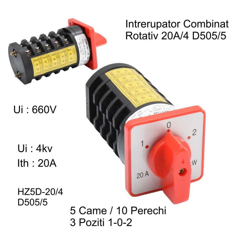 Comutator Rotativ 5 Came 1-0-2 / 20A - D505/5