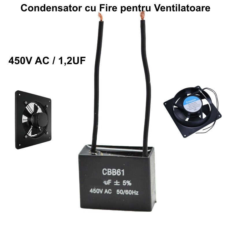 Condensator Pornire Motor cu Fire / 1,5uf 450V