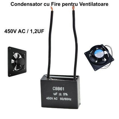 Condensator Pornire Motor cu Fire / 1,5uf 450V