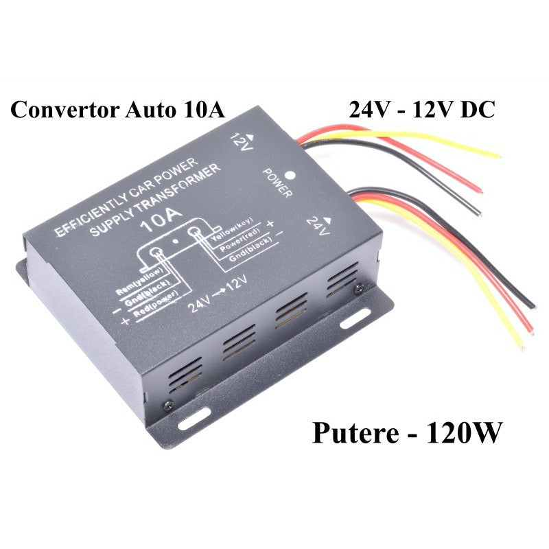 Convertor Auto de Tensiune 24V-12V DC/10A