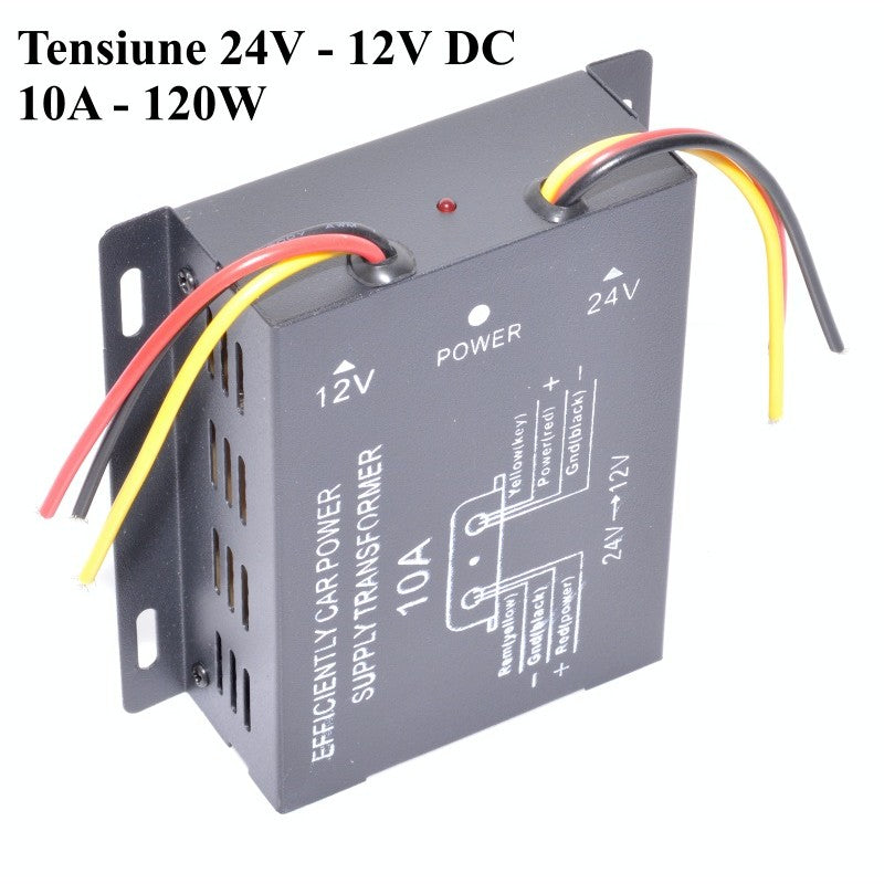 Convertor Auto de Tensiune 24V-12V DC/10A