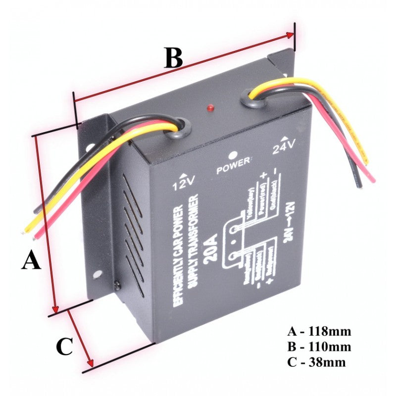 Convertor Auto de Tensiune 24V-12V DC/20A