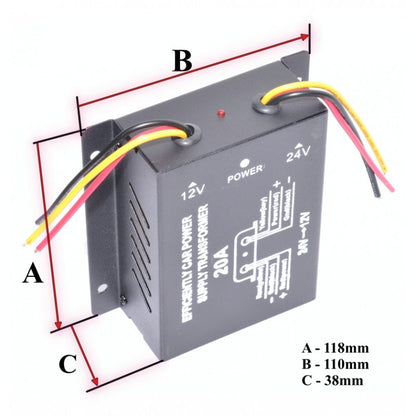 Convertor Auto de Tensiune 24V-12V DC/20A