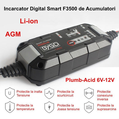Incarcator Digital Smart F3500 de Acumulatori Li-ion / Plumb-Acid 6V-12V / AGM - BYGD
