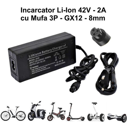 Incarcator Li-ion 42V-2A cu Mufa GX12 - 3P / 8mm
