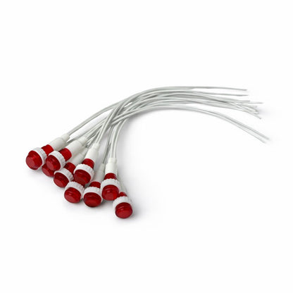 Indicator LED Rosu 24V DC Panou 9,5mm cu Fire 20Cm, Set 10 Bucati