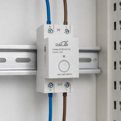 Intrerupator Temporizator WiFi Smart Tuya 40A pe Sina DIN
