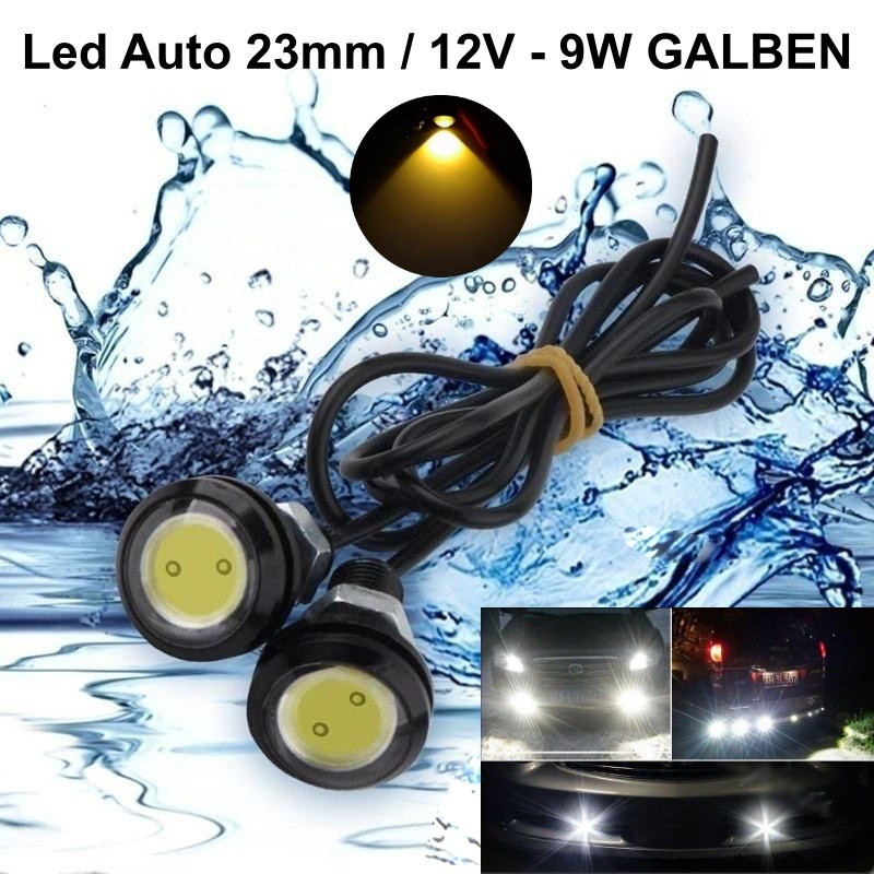 Led Auto 23mm / 12V - 9W / GALBEN, 2 Buc/Set