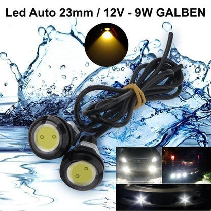 Led Auto 23mm / 12V - 9W / GALBEN, 2 Buc/Set