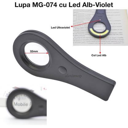 Lupa de Mana, cu Led COB + Violet