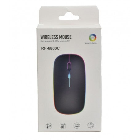 Mouse Optic RGB - Dual Mode Wireless 2,4Ghz & Bluetoth 5.0 / RF-6800C