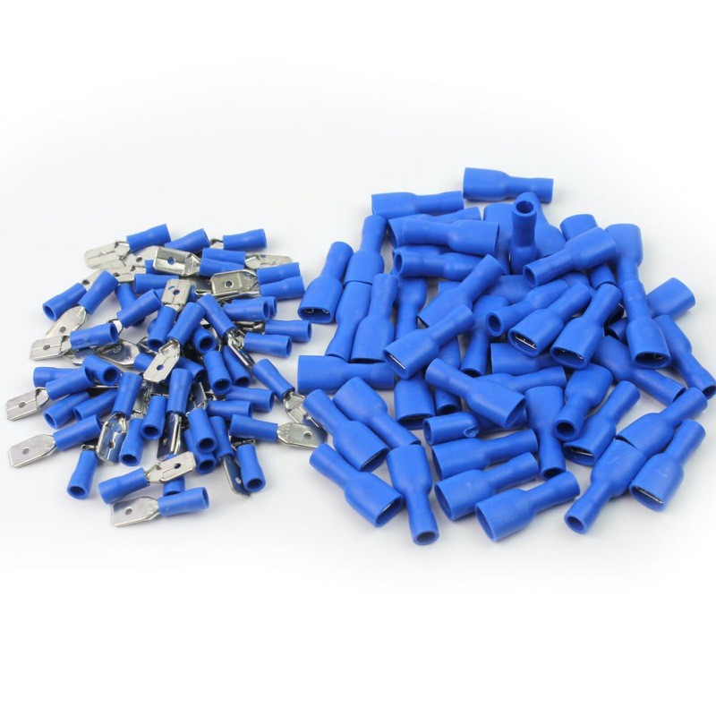 Papuci Auto Terminali Izolati - Albastru / 6,3mm M+T 100buc/set