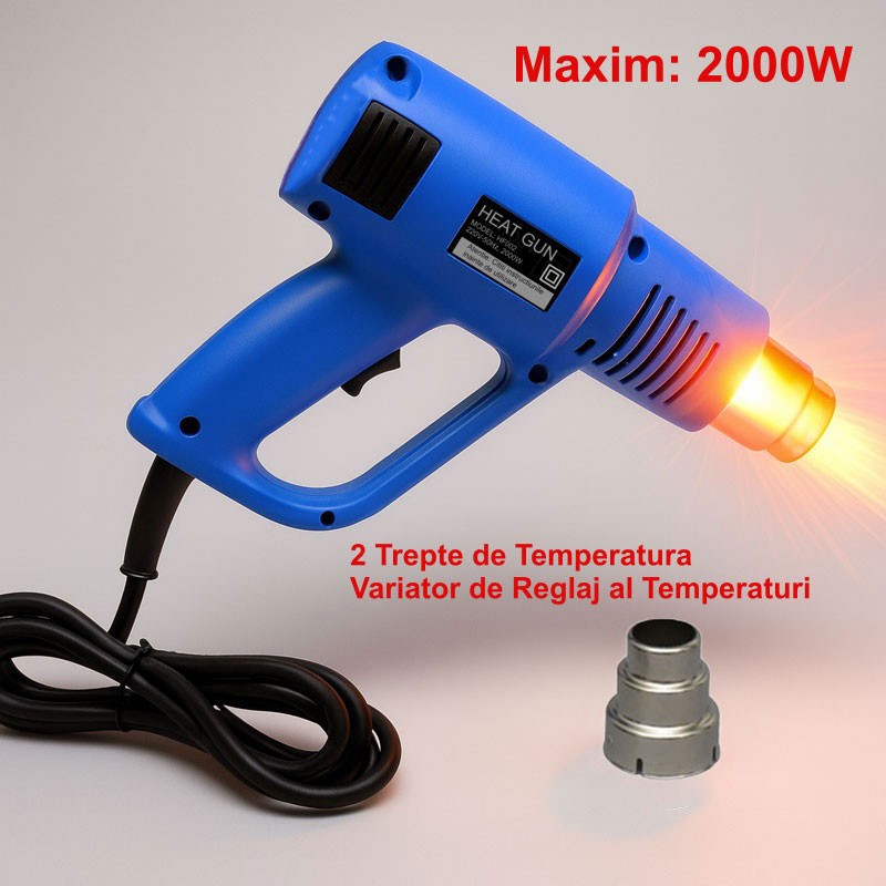 Pistol de Aer Cald 2000W cu Temperatura Reglabila / HF002