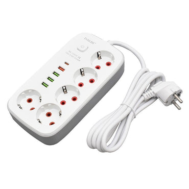Prelungitor Multifunctional 5 prize - 2m cu 4 x USB 2,1A - PD si Intrerupator