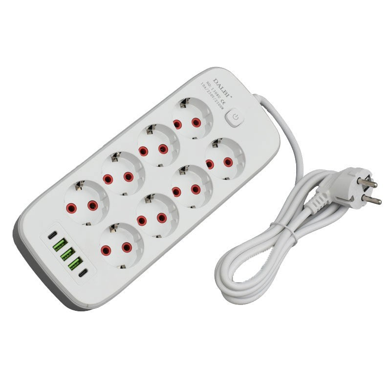 Prelungitor Multifunctional 8 prize - 2m cu 3 x USB 2,1A - 2 x PD si Intrerupator