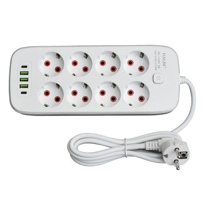Prelungitor Multifunctional 8 prize - 2m cu 3 x USB 2,1A - 2 x PD si Intrerupator