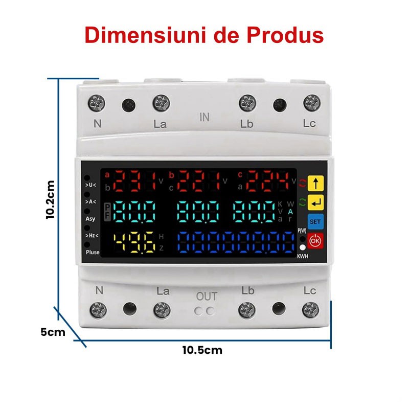 Protector Multifunctional Trifazic 100A - V/A/Hz/Kwh