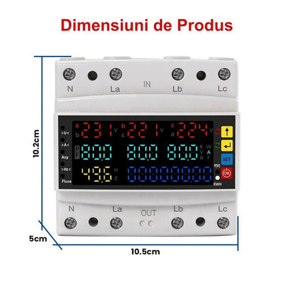 Protector Multifunctional Trifazic 100A - V/A/Hz/Kwh