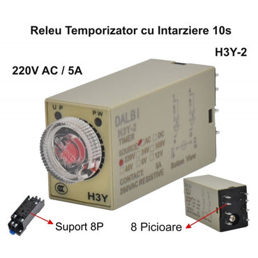 Releu de Timp H3Y-2 Mini cu Intarziere 10S / 220VAC - 8P