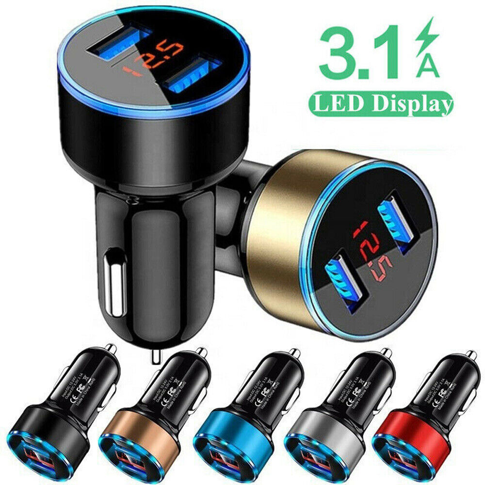 Încărcător Auto 2 x USB 3.1A cu Voltmetru