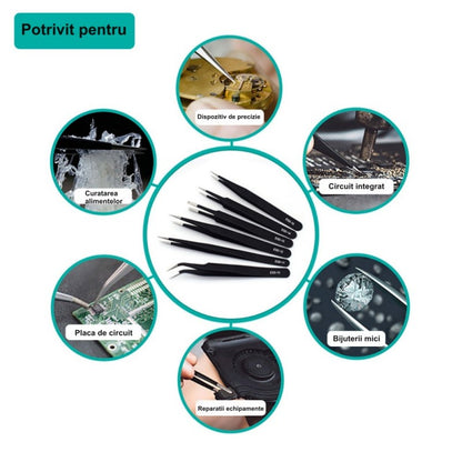 Set Pensete Fine Antistatic ESD 6Buc