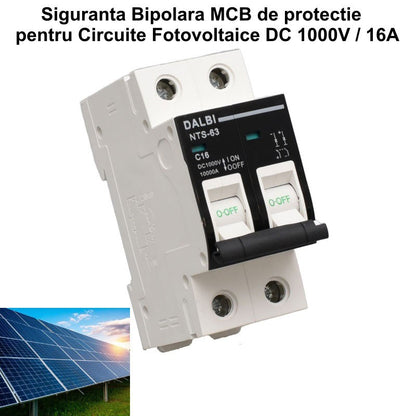 Siguranta MCB de Circuit Fotovoltaic DC 1000V - 2P / 16A