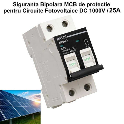 Siguranta MCB de Circuit Fotovoltaic DC 1000V - 2P / 25A