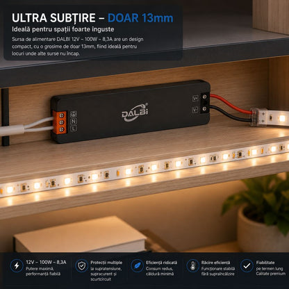 Sursa Alimentare LED 12V 100W 8.3A Ultra Slim 13mm